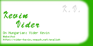 kevin vider business card